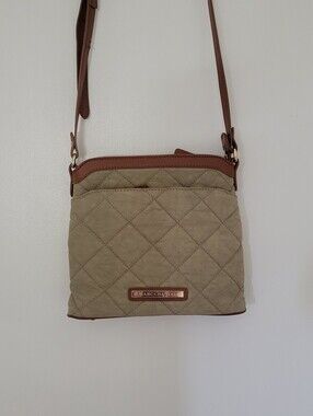 Marc Chantal Quilted Crossbody Bag in Tan and Brown